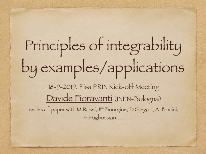 principles of integrability by examples applications