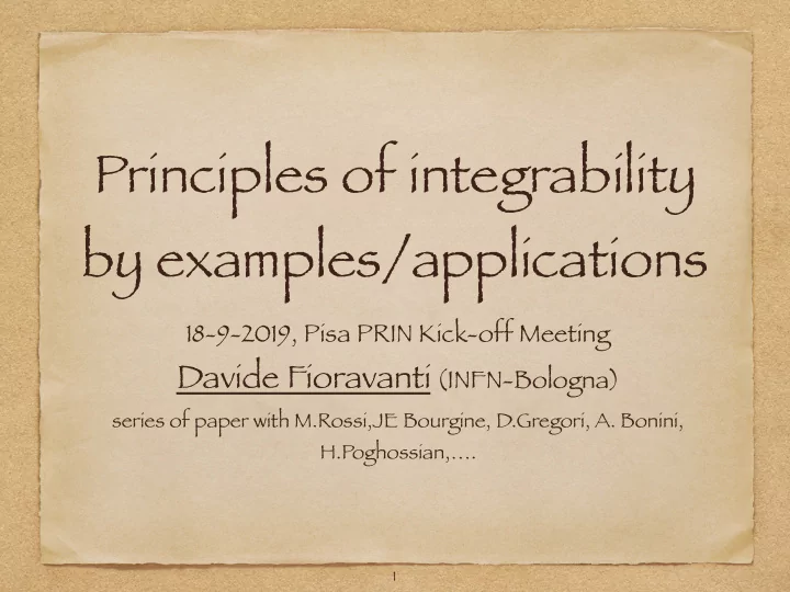 principles of integrability by examples applications