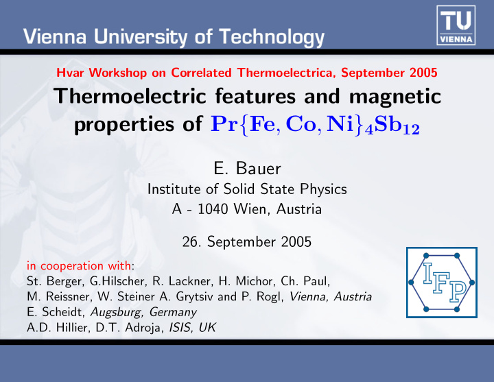 thermoelectric features and magnetic