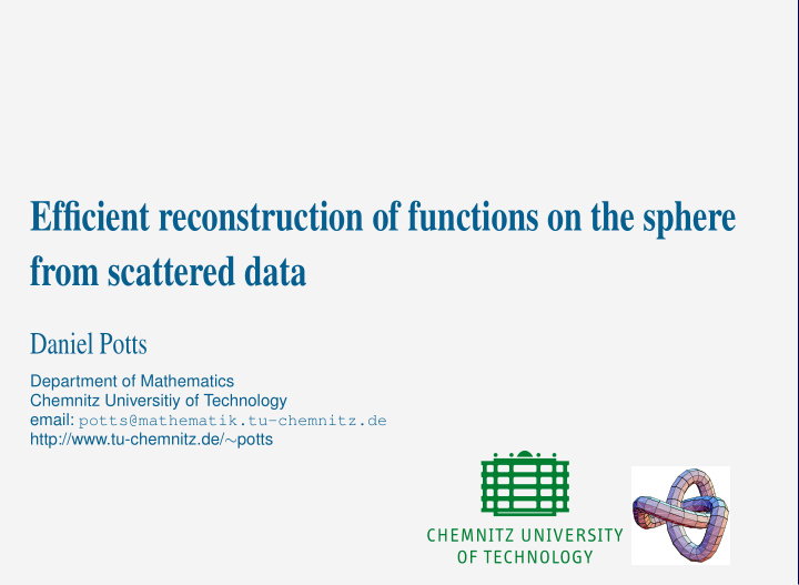 efficient reconstruction of functions on the sphere from