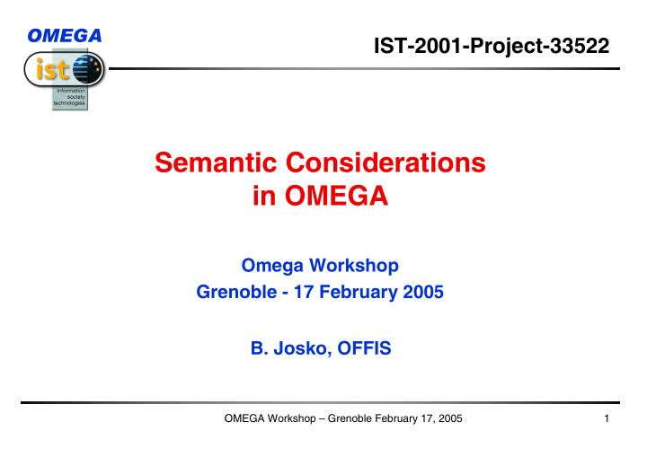 semantic considerations in omega