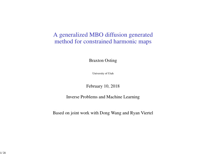 a generalized mbo diffusion generated method for