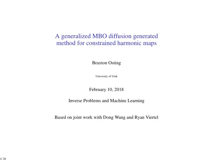 a generalized mbo diffusion generated method for