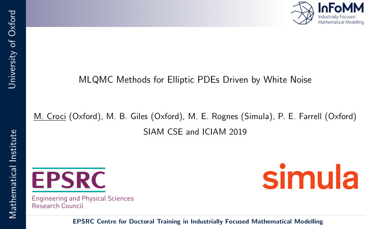 university of oxford mlqmc methods for elliptic pdes