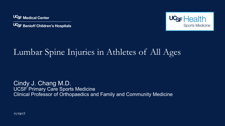 lumbar spine injuries in athletes of all ages