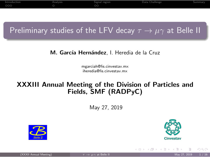 preliminary studies of the lfv decay at belle ii