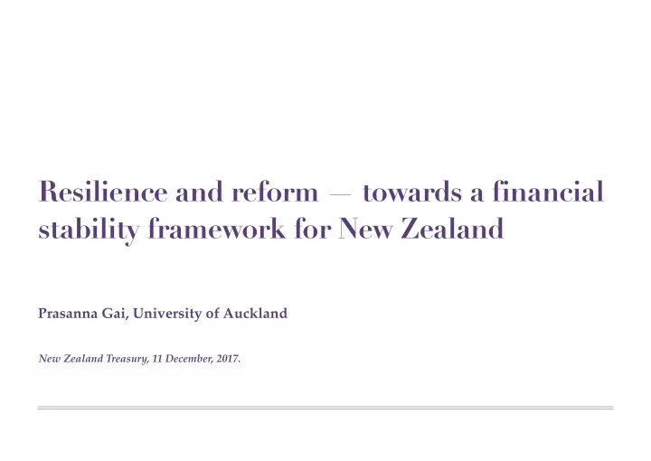resilience and reform towards a financial stability