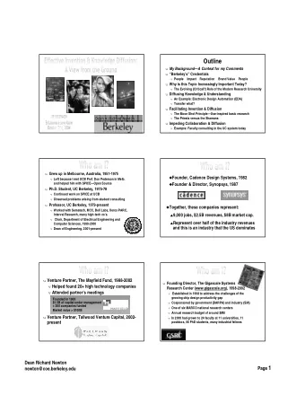 Outline  Outline u My Background  My Background  A Context for my Comments  A Context for my