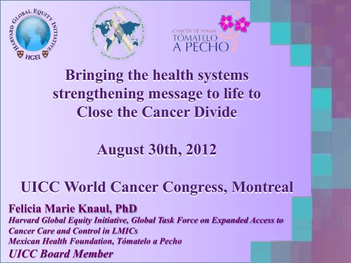 bringing the health systems strengthening message to life