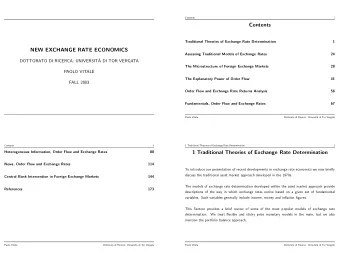 Contents  Traditional Theories of Exchange Rate Determination  1  NEW EXCHANGE RATE ECONOMICS