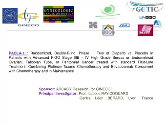 Patients with Advanced FIGO Stage IIIB  IV High Grade Serous or Endometrioid  Ovarian,