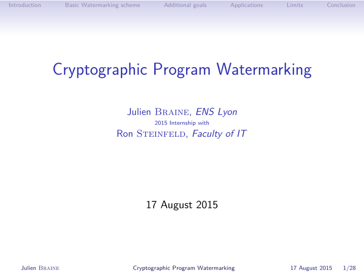 cryptographic program watermarking