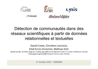 Dtection de communauts dans des  rseaux scientifiques  partir de donnes  relationnelles