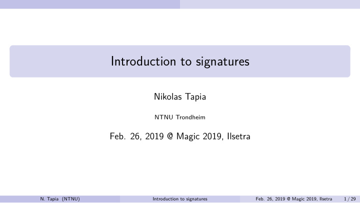 introduction to signatures