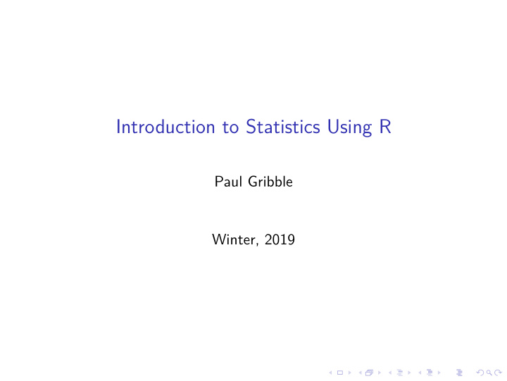 introduction to statistics using r