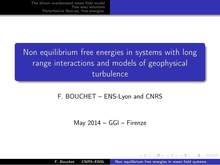 non equilibrium free energies in systems with long range