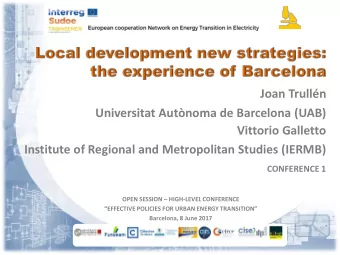 Joan Trulln  Universitat Autnoma de Barcelona (UAB)  Vittorio Galletto  Institute of Regional