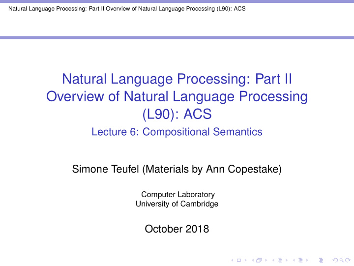 natural language processing part ii overview of natural