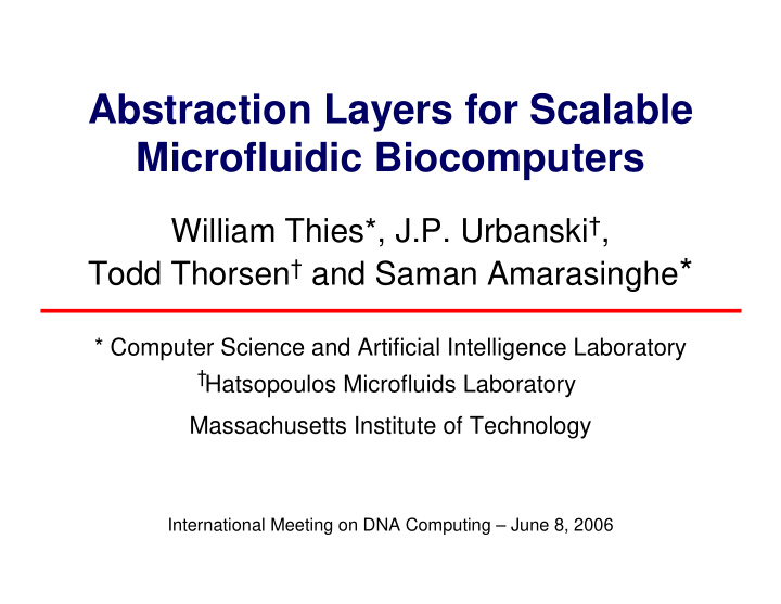 abstraction layers for scalable microfluidic biocomputers