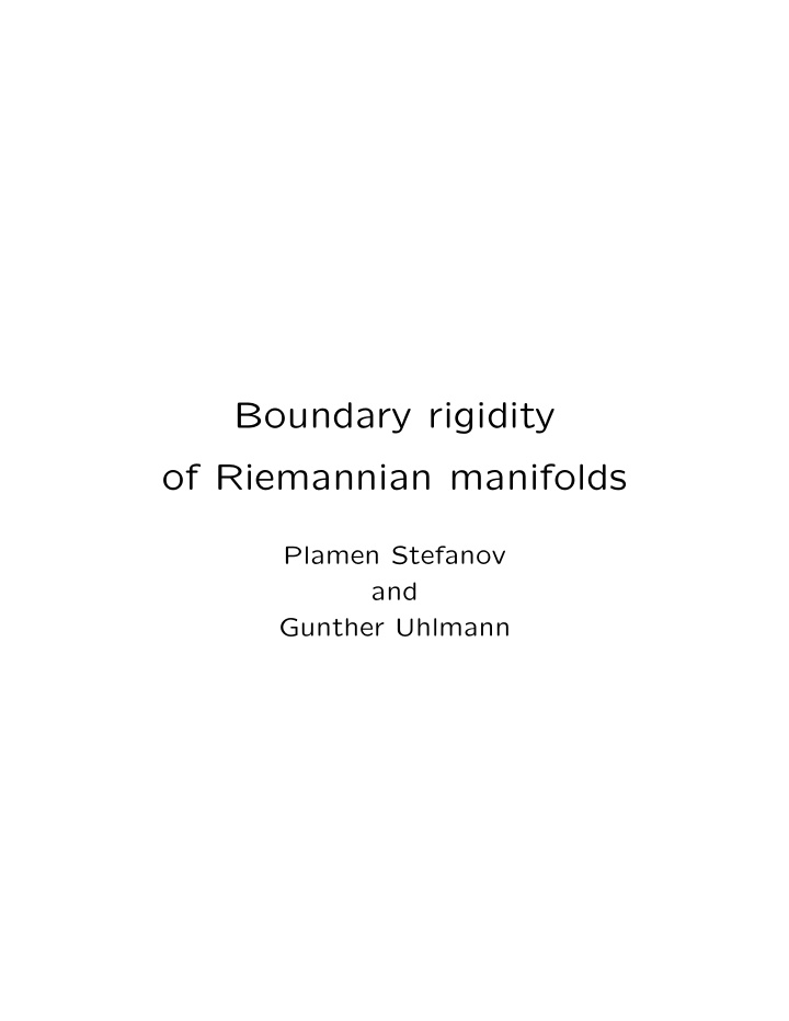 boundary rigidity of riemannian manifolds
