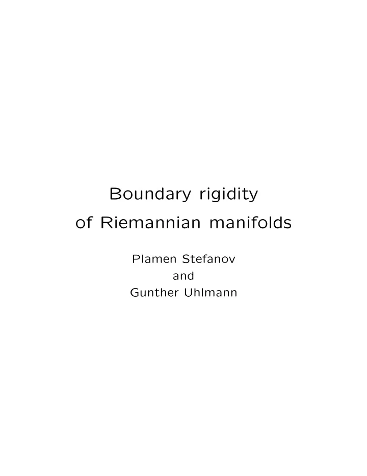 boundary rigidity of riemannian manifolds