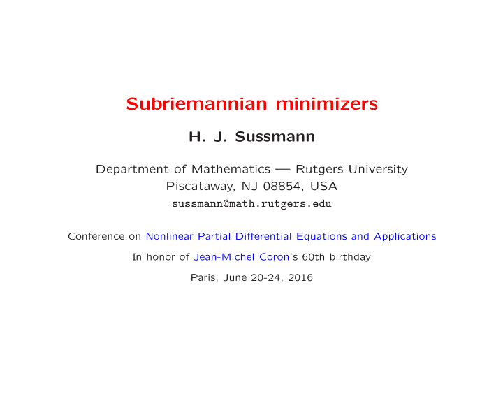 subriemannian minimizers