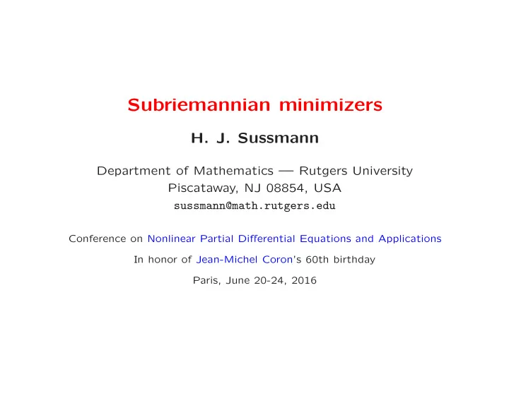 subriemannian minimizers