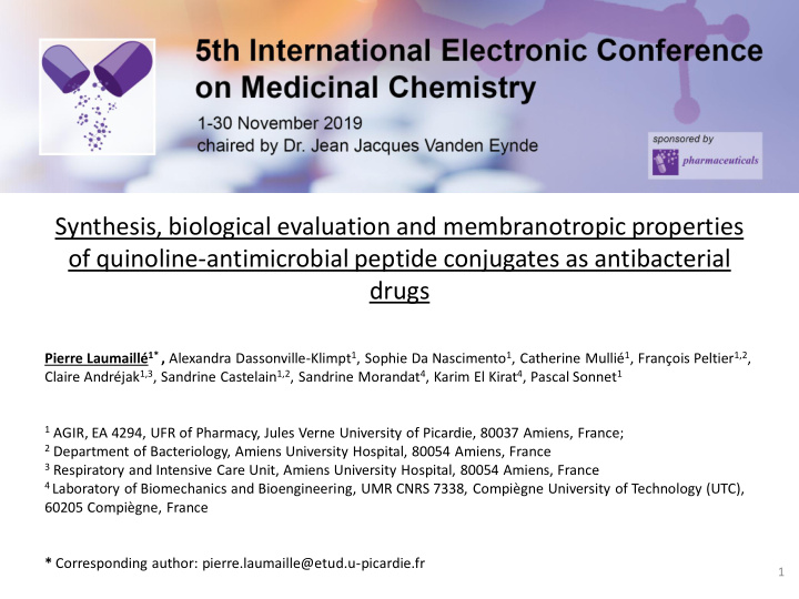 of quinoline antimicrobial peptide conjugates as