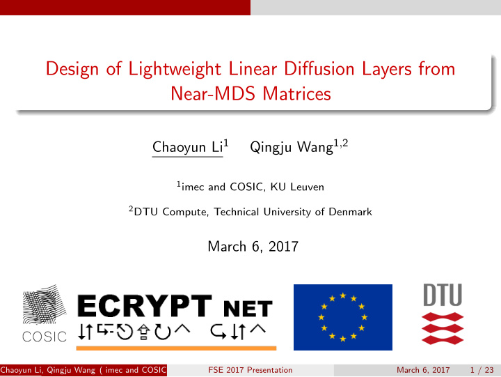 design of lightweight linear diffusion layers from near