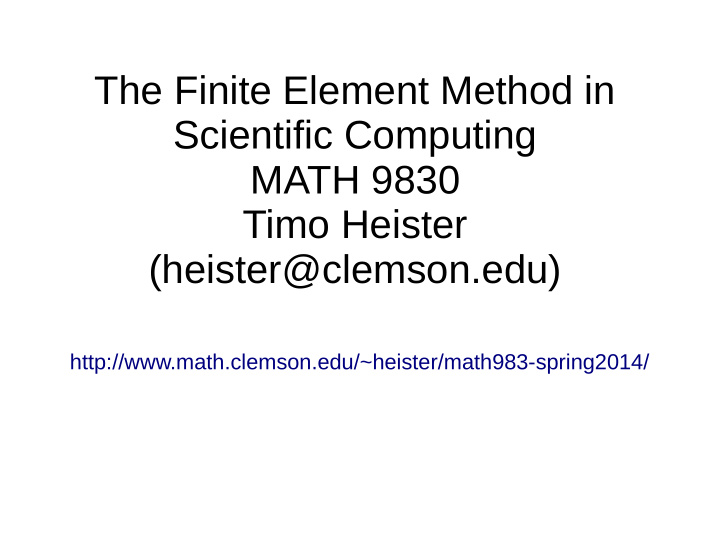 the finite element method in scientific computing math