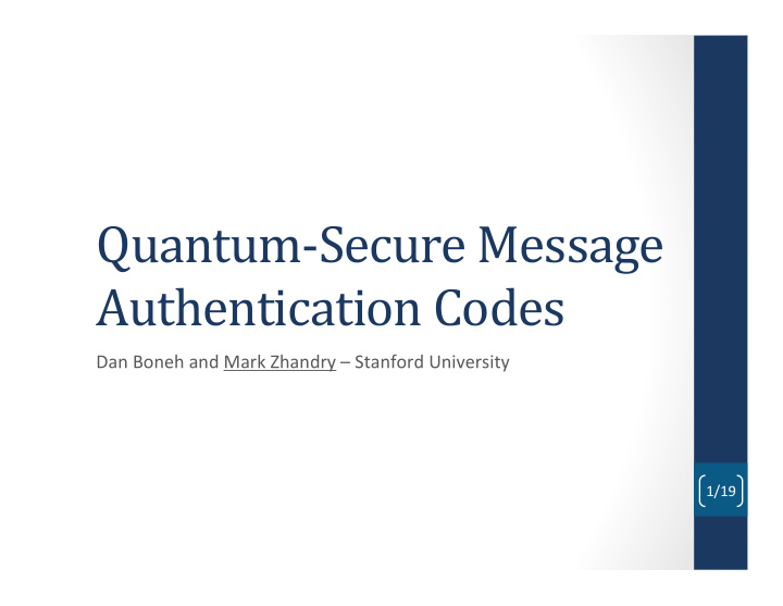 quantum secure message authentication codes