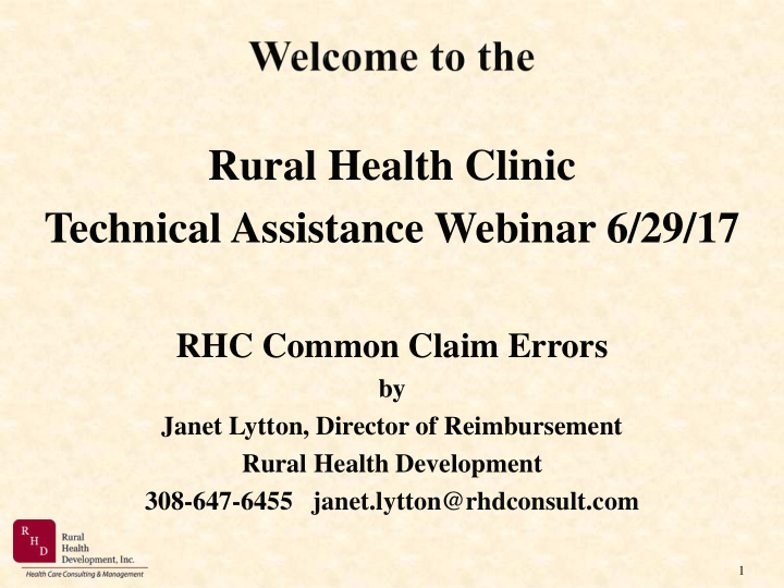 rural health clinic technical assistance webinar 6 29 17