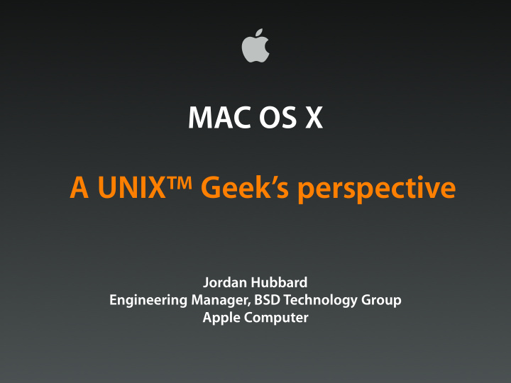 mac os x a unix geek s perspective