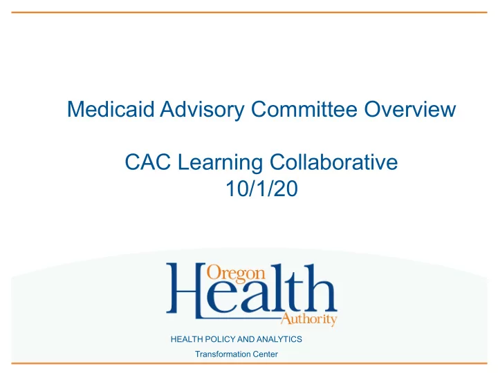 medicaid advisory committee overview cac learning