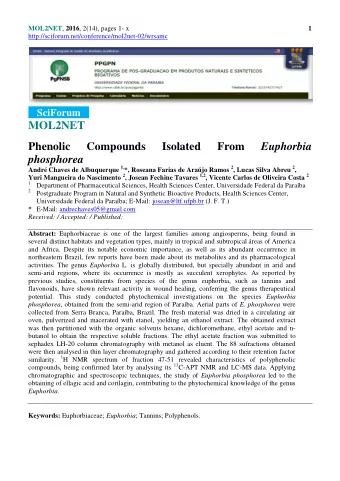 MOL2NET  Phenolic  Compounds  Isolated  From  Euphorbia phosphorea Andr Chaves de Albuquerque 1,