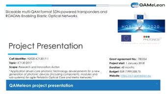 Project Presentation Call identifier: H2020-ICT-2017-1 Grant agreement No.: 780354 Topic: