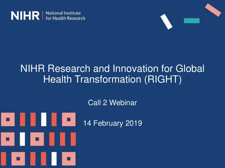 nihr research and innovation for global health