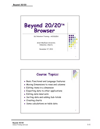 Browser  DLI Western Training  ACCOLEDS  Grant MacEwen University  Edmonton, Alberta  November