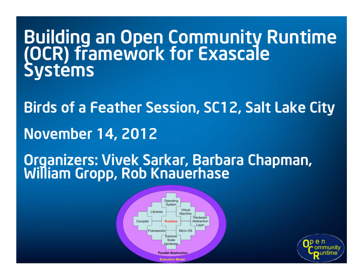 building an open community runtime ocr framework for