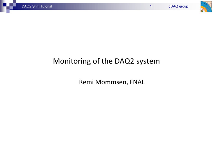 monitoring of the daq2 system