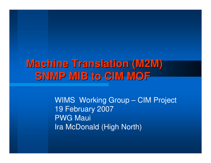 machine translation m2m machine translation m2m snmp mib
