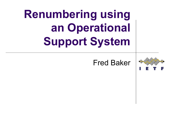 renumbering using an operational support system