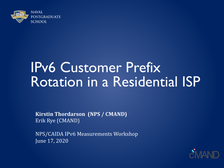 ipv6 customer prefix rotation in a residential isp