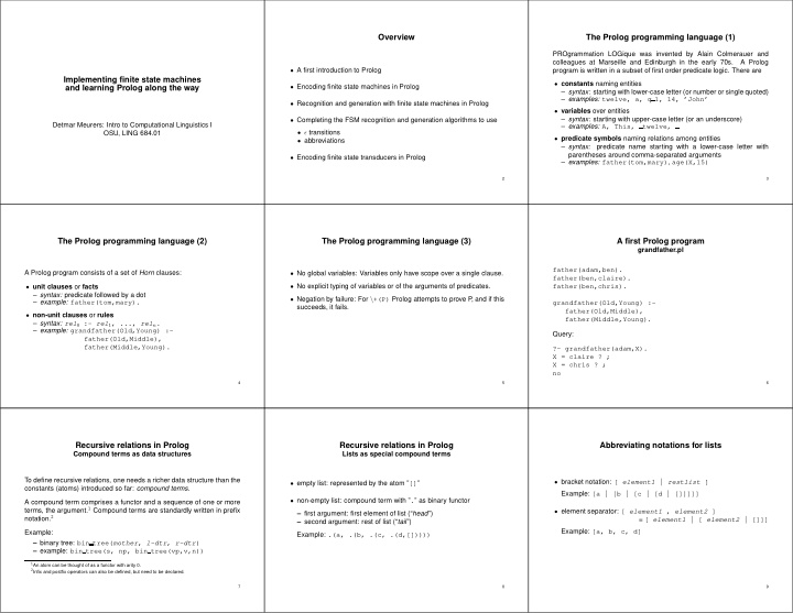 overview the prolog programming language 1