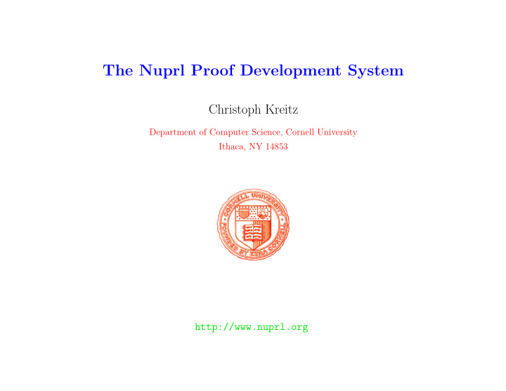 the nuprl proof development system
