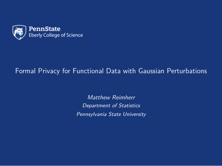 formal privacy for functional data with gaussian