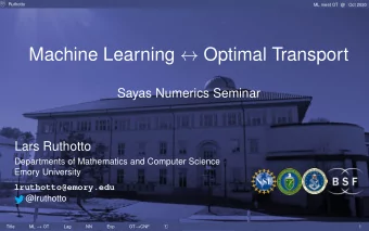 Machine Learning  Optimal Transport  Sayas Numerics Seminar  Lars Ruthotto  Departments of