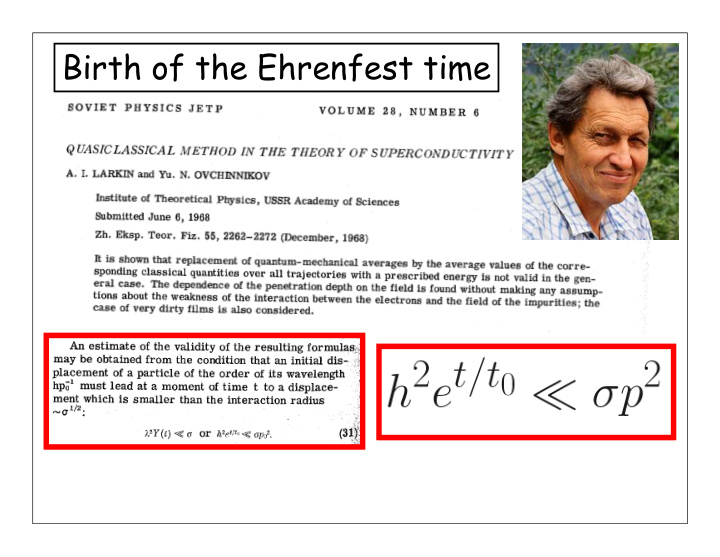 birth of the ehrenfest time quantum chaos in mesoscopic