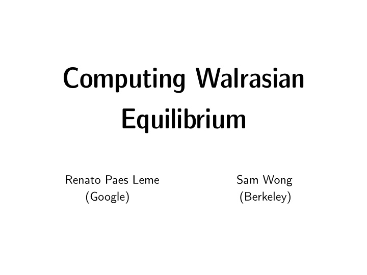 computing walrasian equilibrium