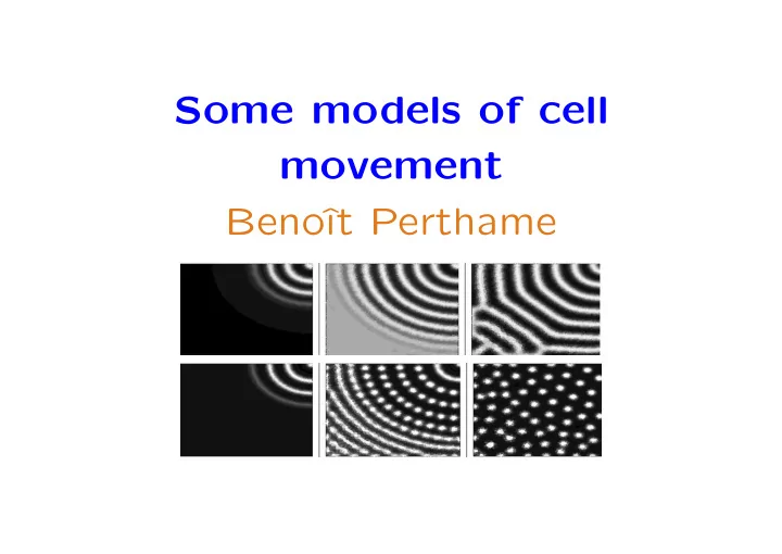 some models of cell movement beno t perthame outline of